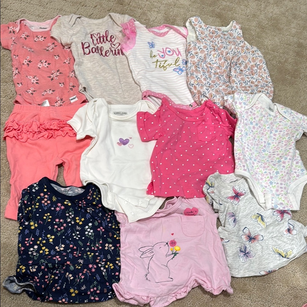 Assorted Baby Onesies and Shirts plus one pair of Pants